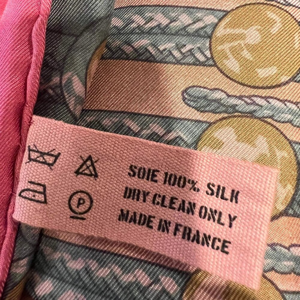 Authentic Hermes Pink Brandebourgs Silk Scarf 90cm - Picture 11 of 11